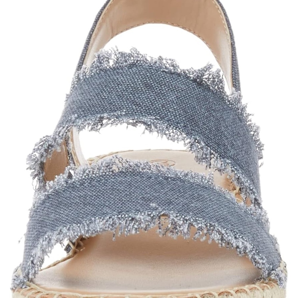 Casual Frayed Blue Espadrille Sandals The Drop - Picture 2 of 7